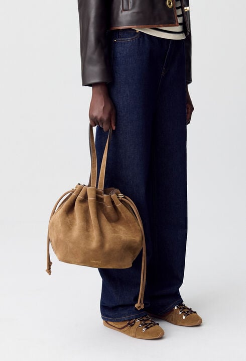 Bolso tote de cuero de ante