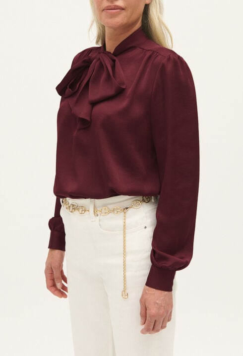 Blusa chalina burdeos