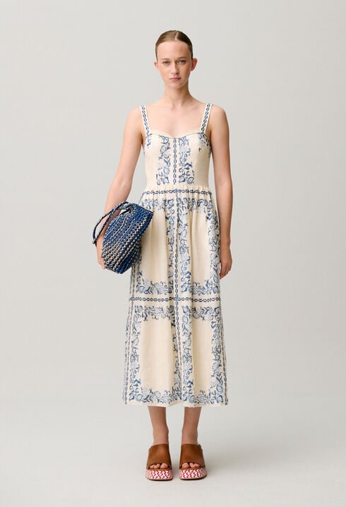 Vestido de lino estampado