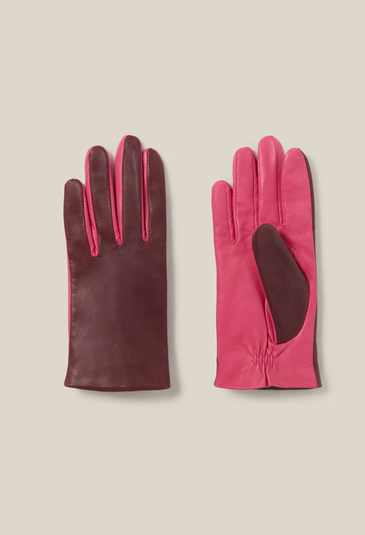 Guantes bicolor de cuero