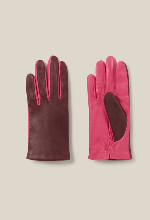 Guantes bicolor de cuero
