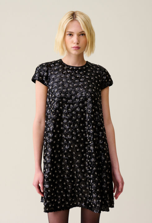 Vestido corto babydoll bordado