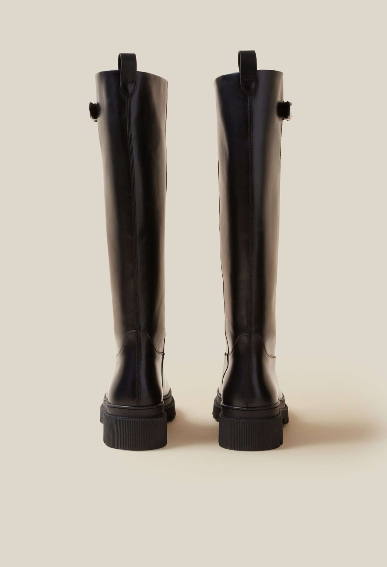 Botas altas de cuero liso