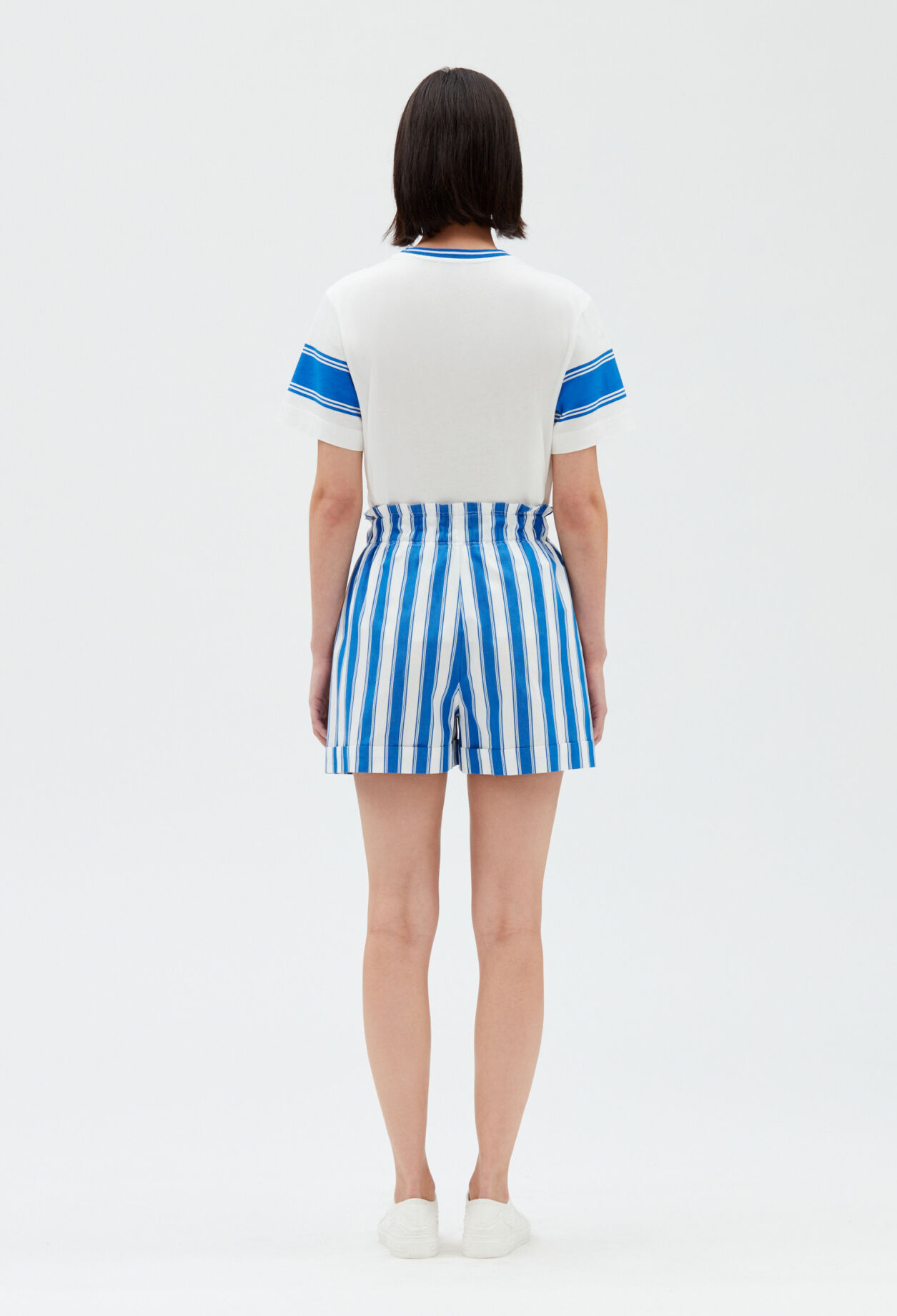 Short algodón a rayas azul