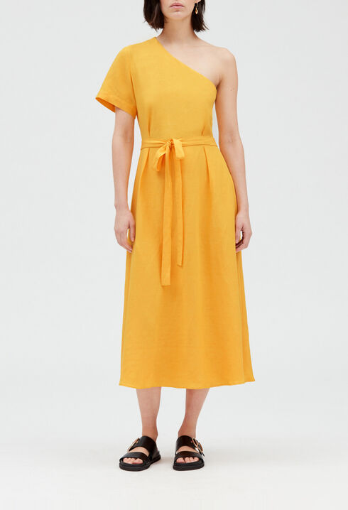 Vestido midi asimétrico amarillo
