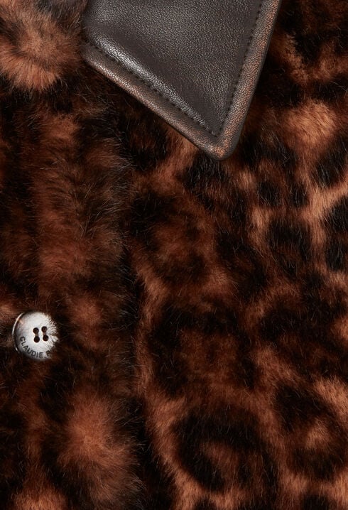 Abrigo de piel sintética leopardo
