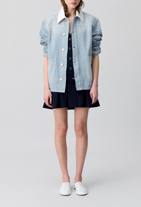 Chaqueta de gabardina vaquera a rayas