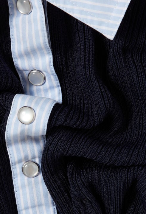 C&aacute;rdigan bimateria de rayas