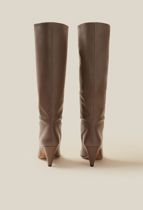 Botas de tacón de cuero liso