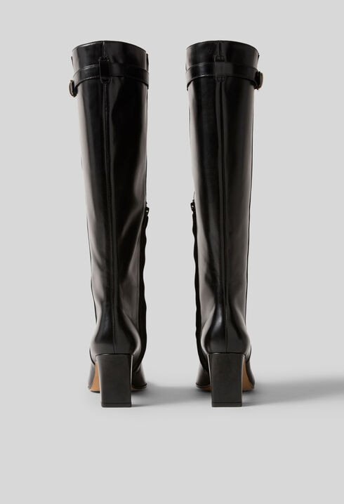 Botas altas de piel lisa encerada
