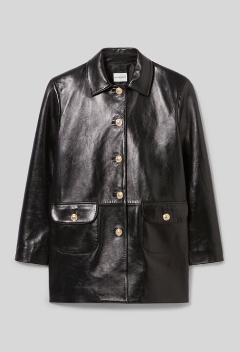 Chaqueta de cuero estilo oversize