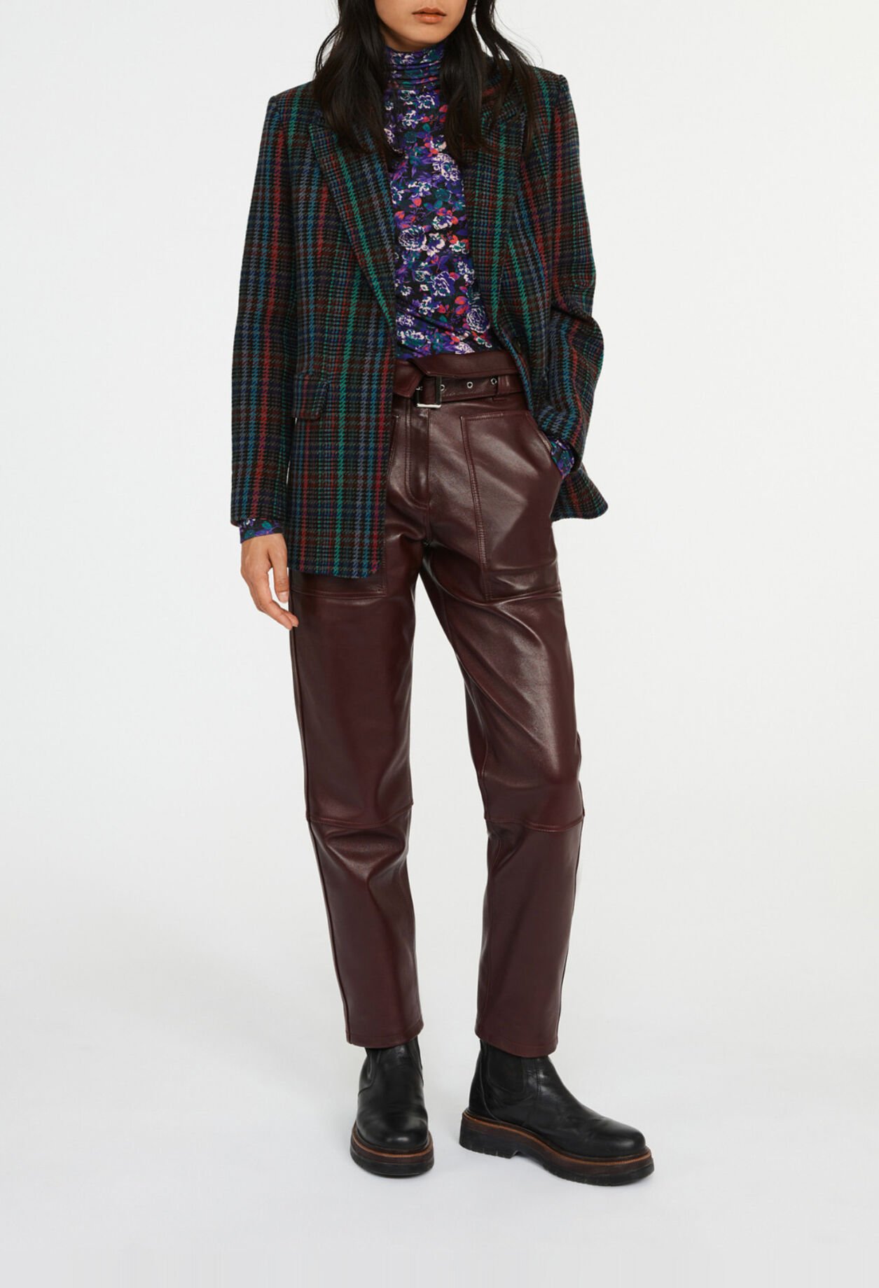 Blazer con estampado de tartán