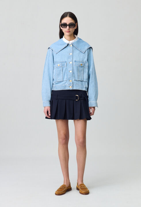 Chaqueta denim con cuello ancho