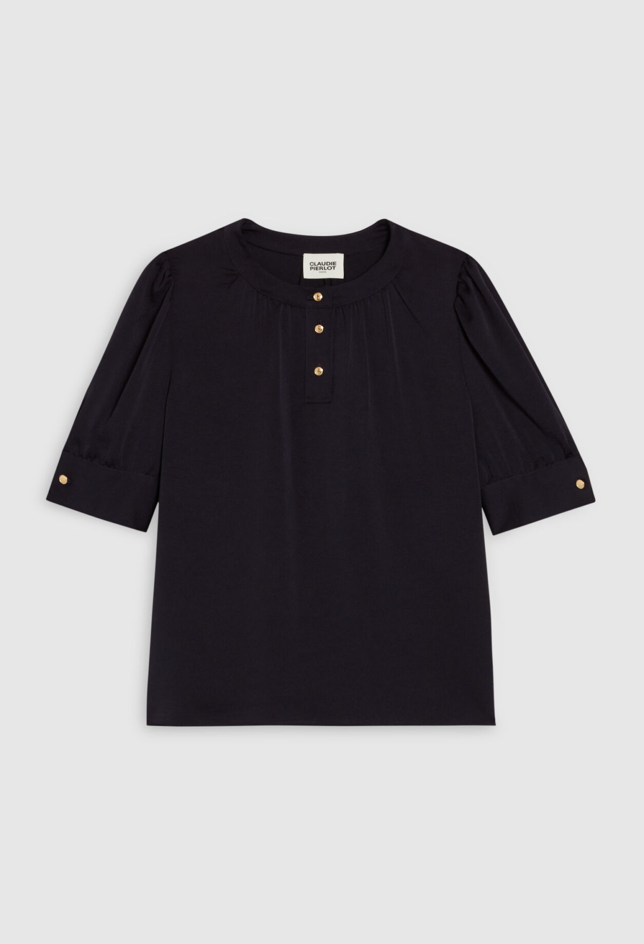 Blusa de manga corta en azul marino