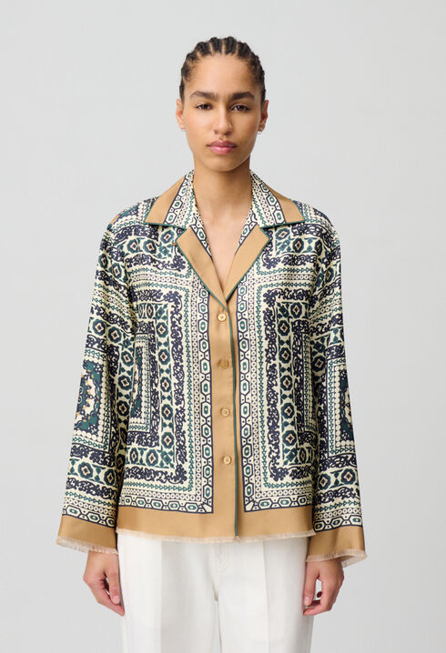 Camisa de seda estampada