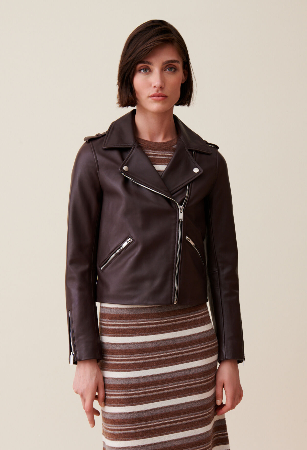 Chaqueta de piel lisa