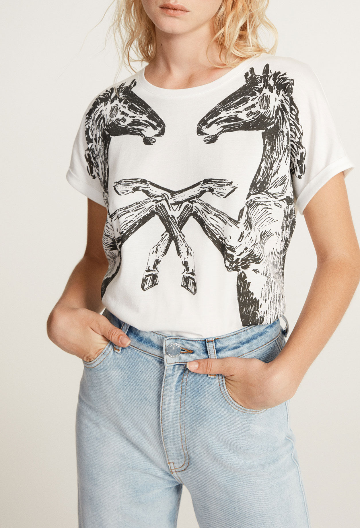 Camiseta blanca estampada