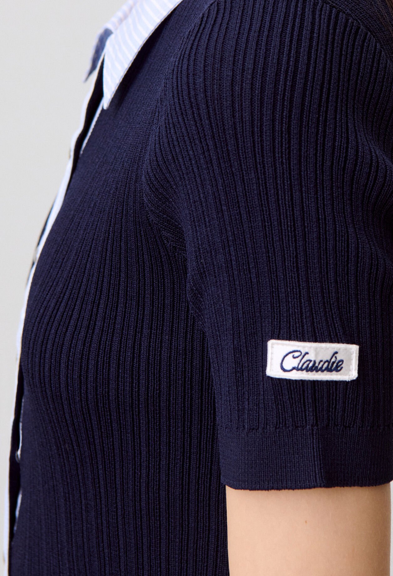 C&aacute;rdigan bimateria de rayas