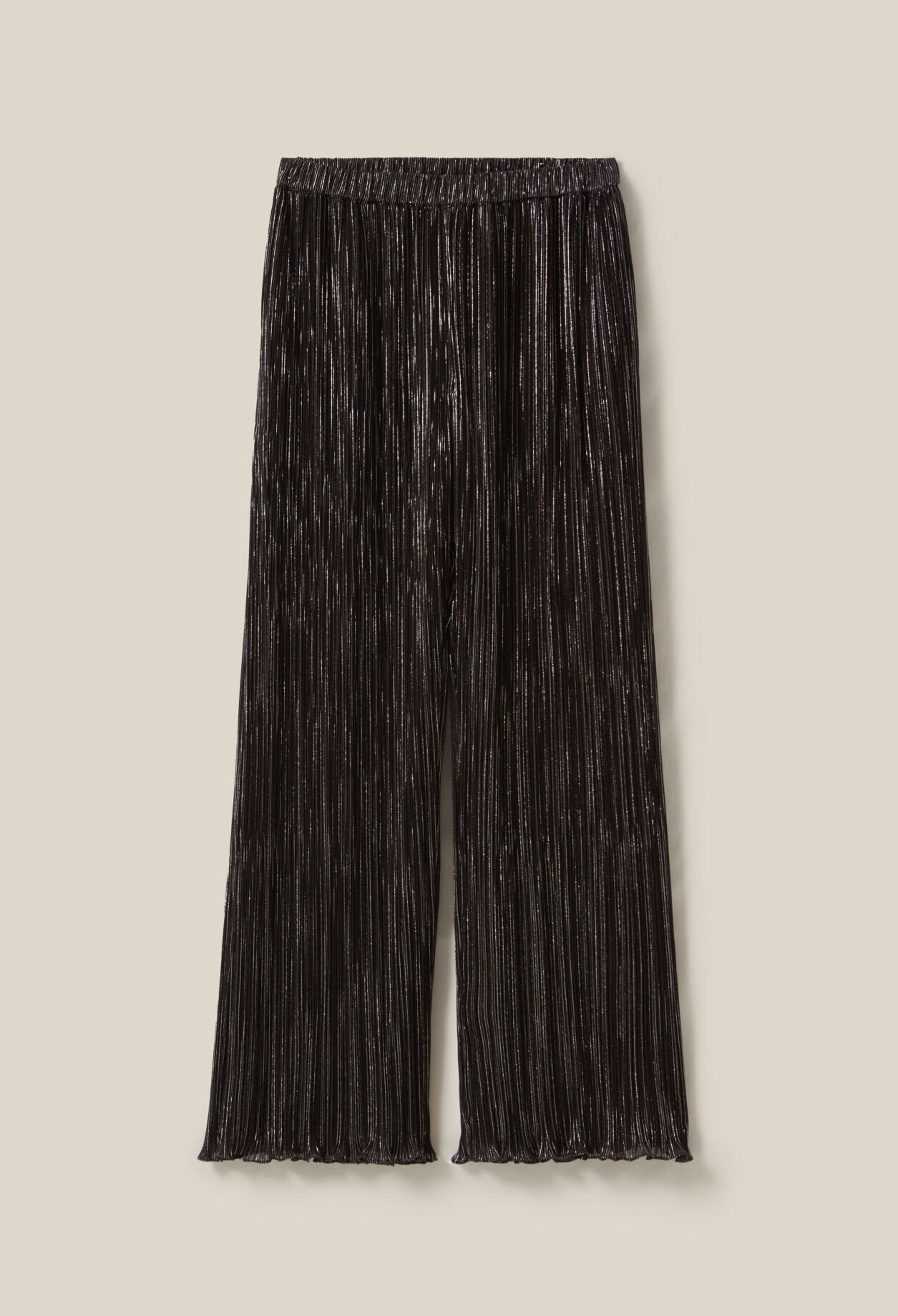 Pantalón fluido plisado plateado