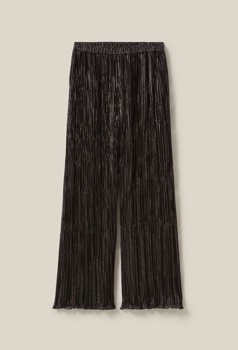 Pantalón fluido plisado plateado