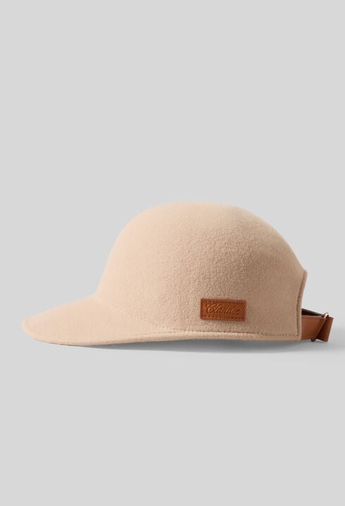 Gorra de fieltro de lana camel