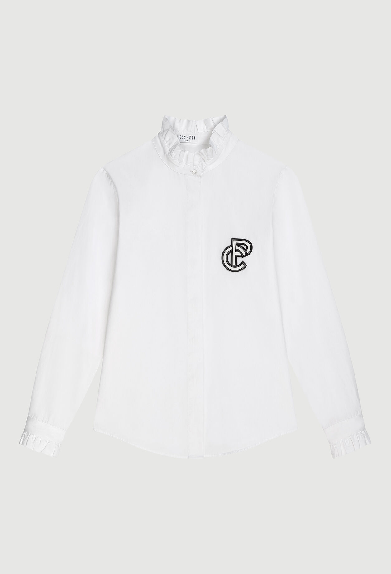 Camisa de cuello alto plisado