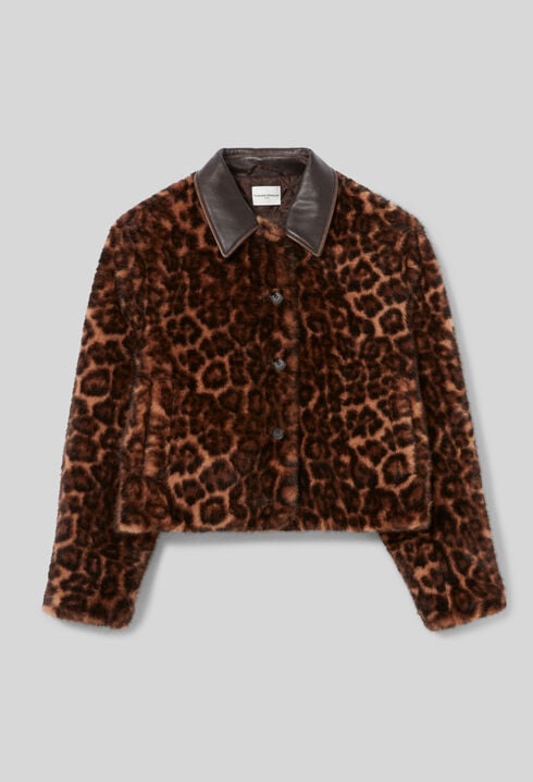 Abrigo de piel sintética leopardo