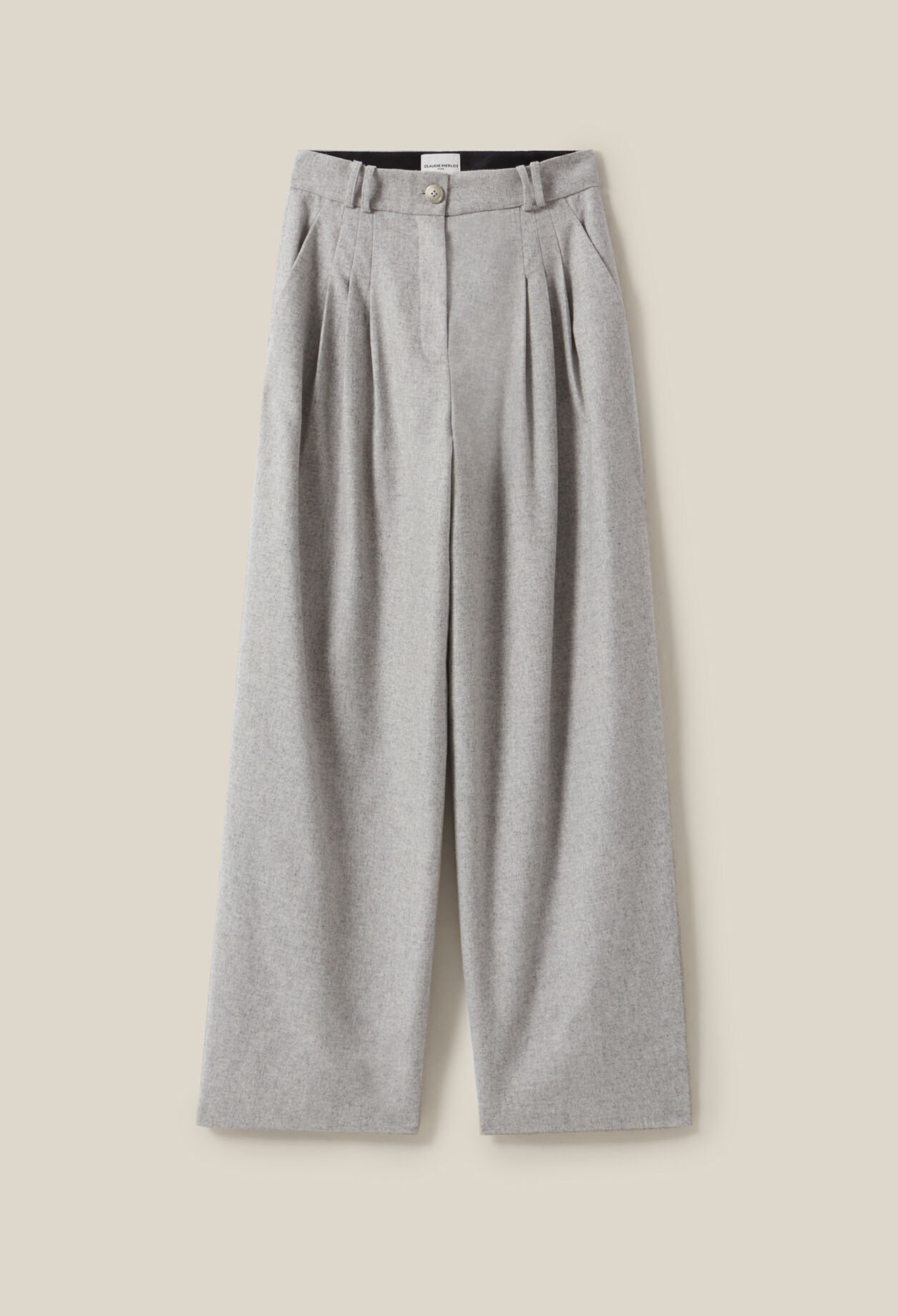 Pantalón ancho de punto gris claro
