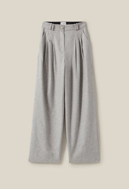 Pantalón ancho de punto gris claro