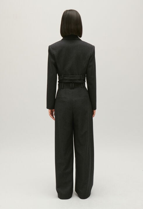 Chaqueta de traje corta gris chiné