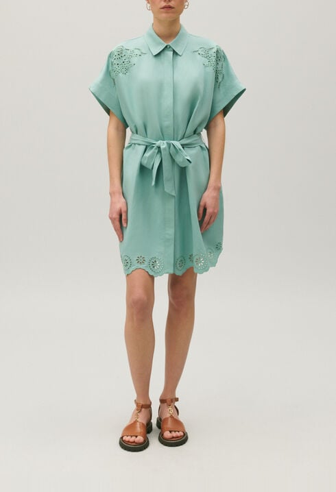 Vestido camisero corto bordados ingleses