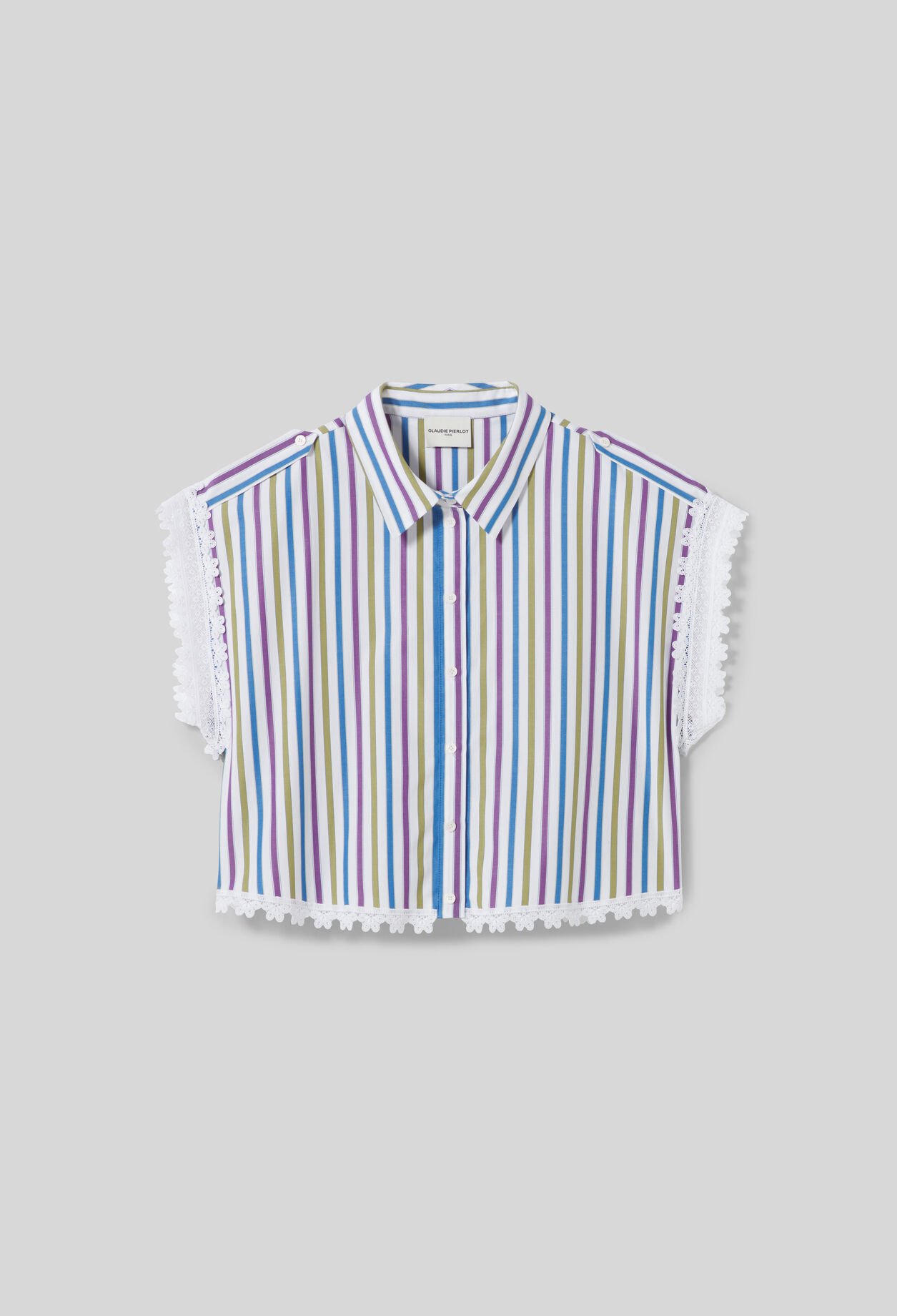 Camisa a rayas con encaje