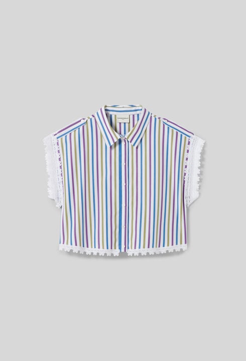 Camisa a rayas con encaje