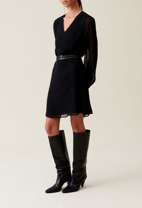 Vestido corto fluido babydoll negro