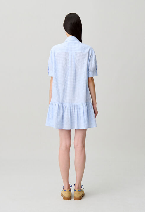 Vestido corto con volantes y lazada