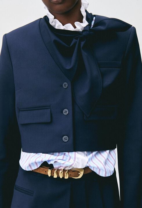 Chaqueta caja mezcla de lana