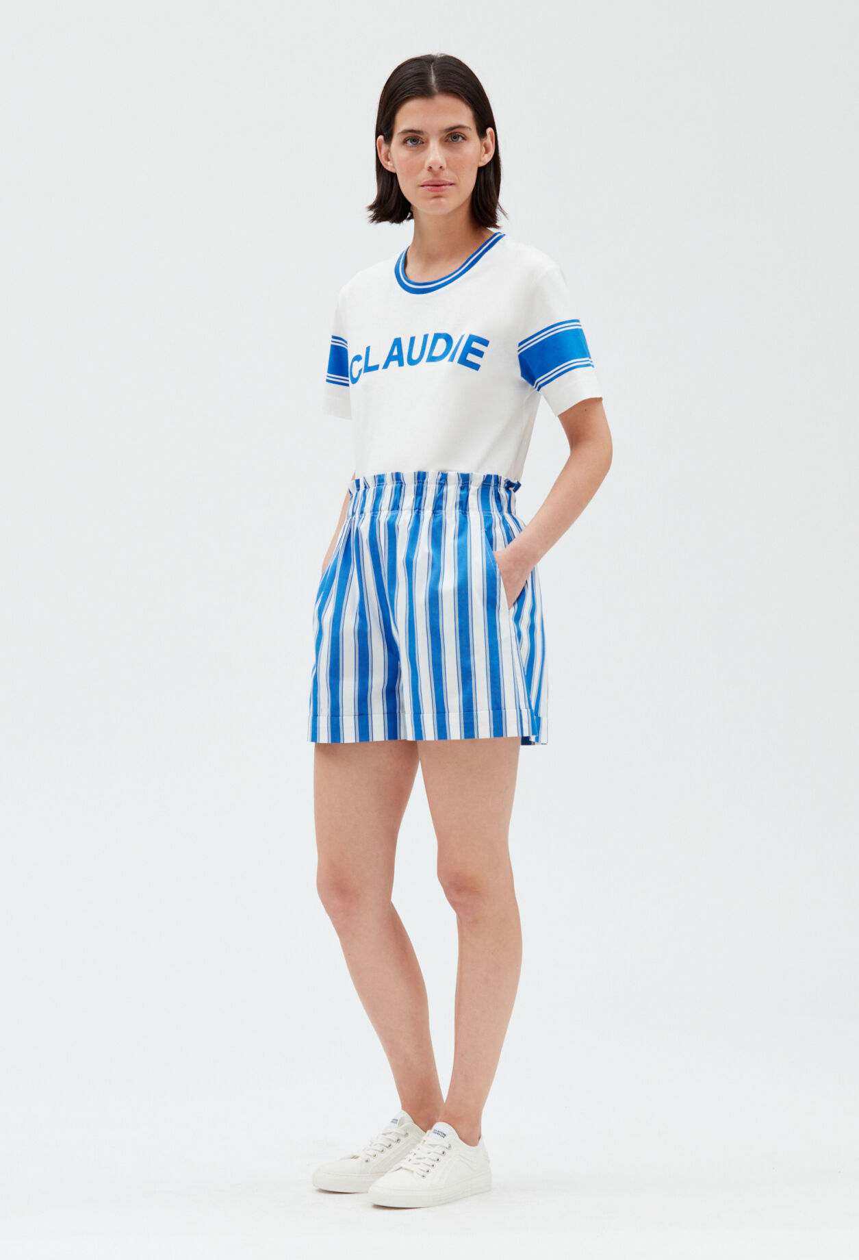 Short algodón a rayas azul