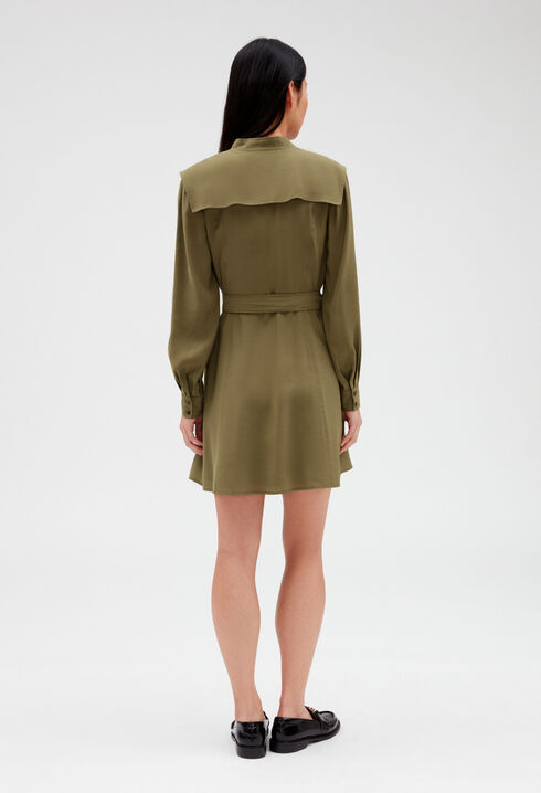 Vestido corto para anudar caqui
