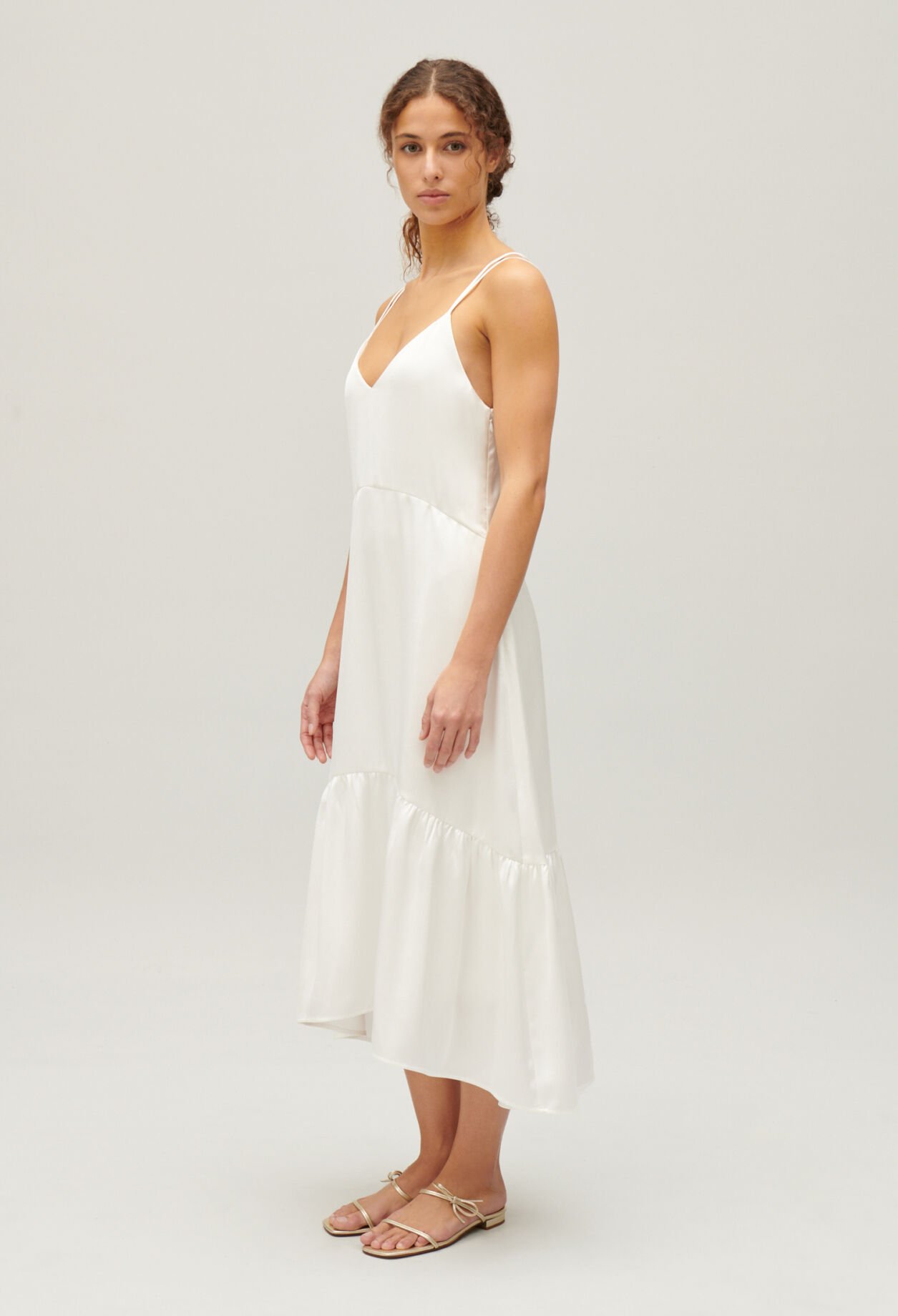 Vestido midi de raso