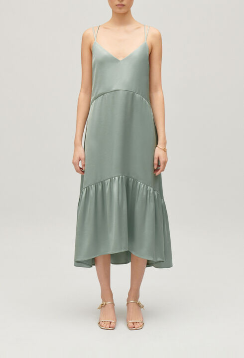 Vestido midi de raso