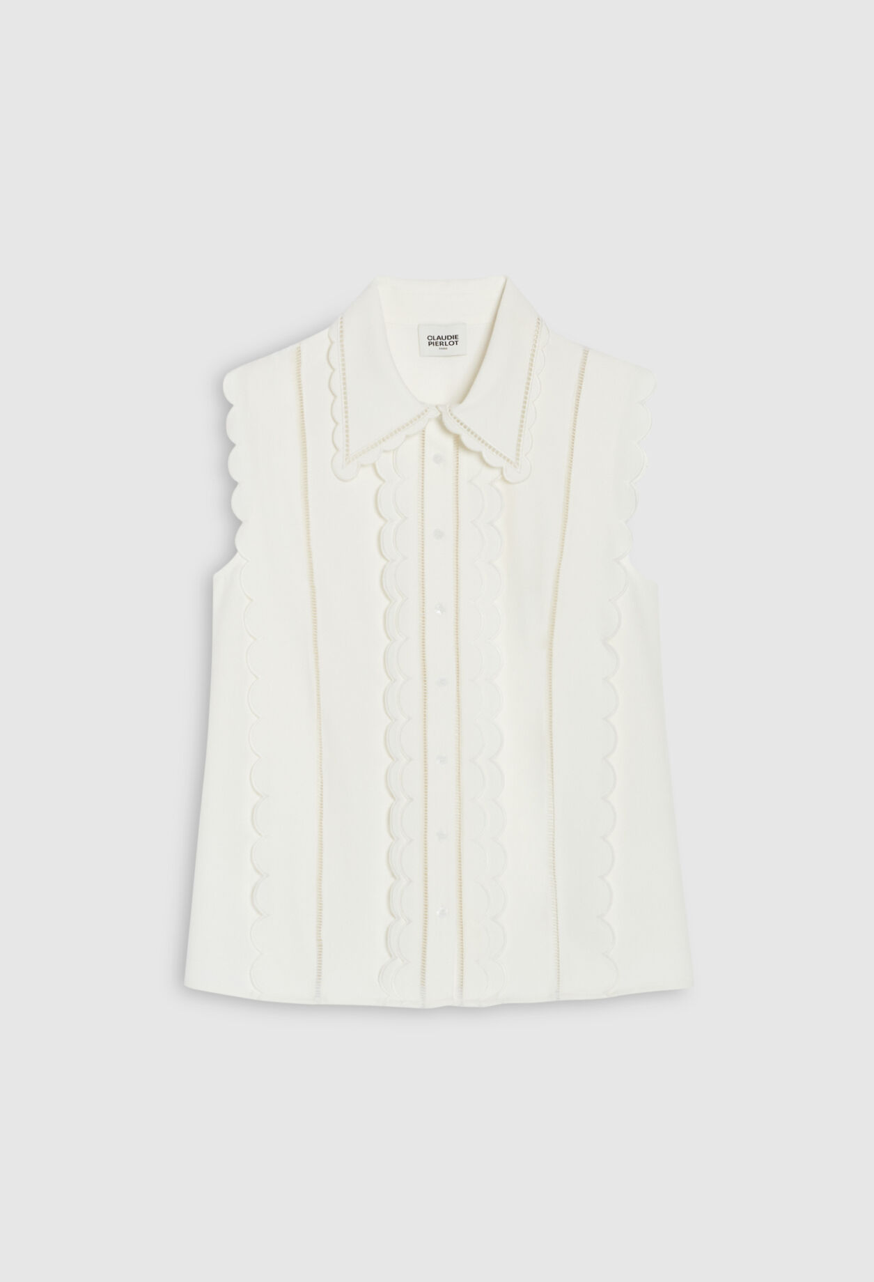 Camisa festoneada sin mangas