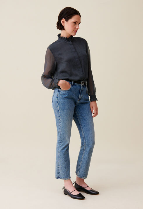 Camisa fluida a cuadros pequeños