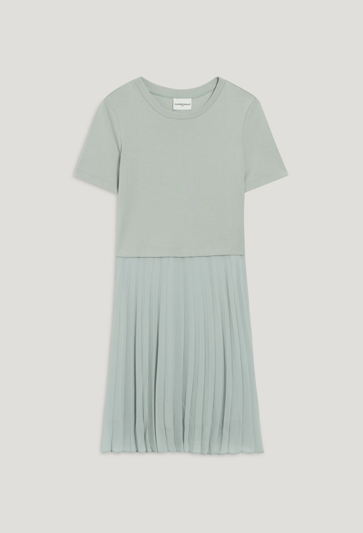 Vestido corto Twist plisado almendra