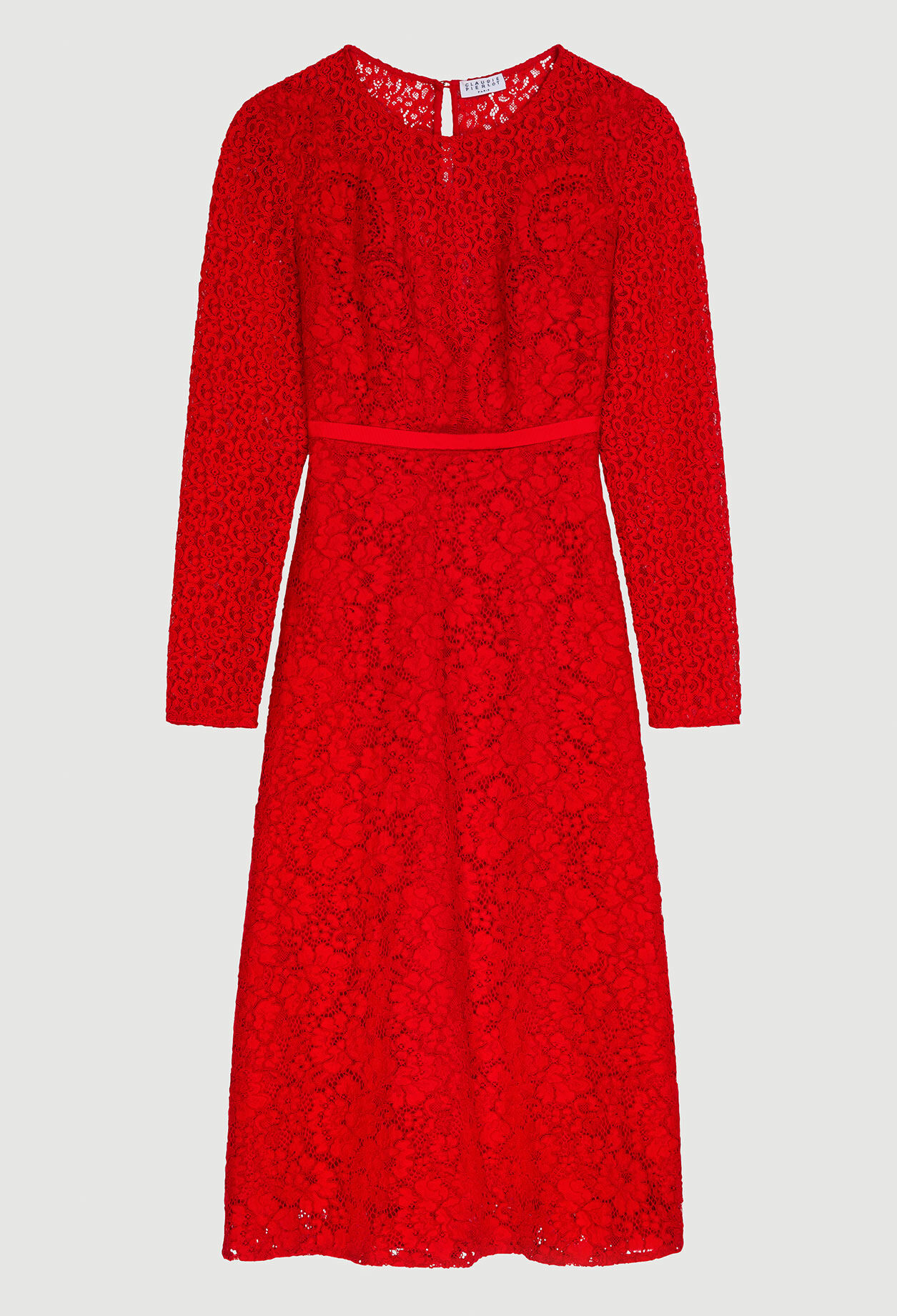 Vestido largo de guipur rojo