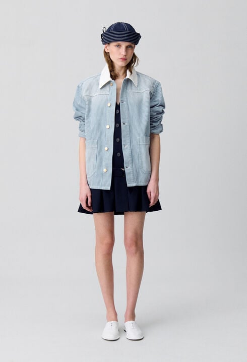 Chaqueta de gabardina vaquera a rayas