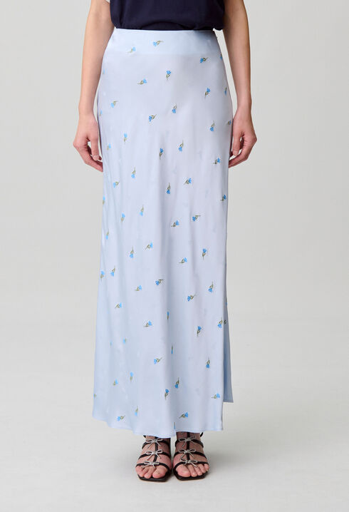 Falda satinada de flores