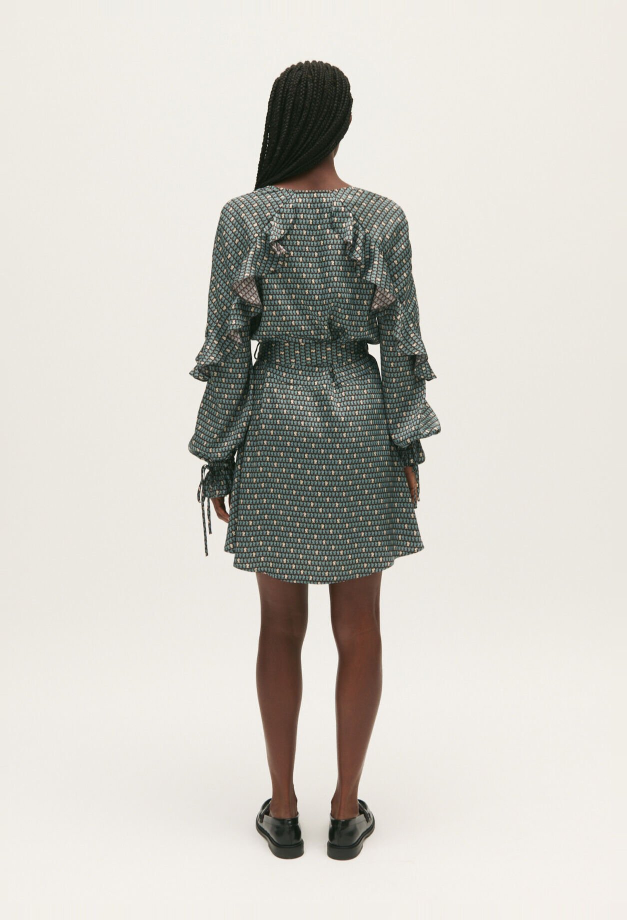 Vestido fluido estampado evasé