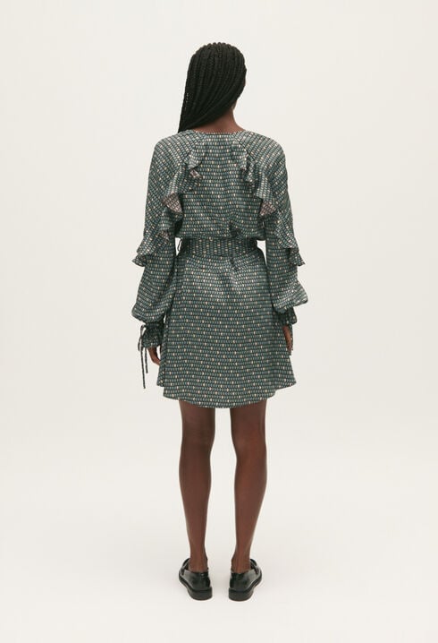 Vestido fluido estampado evasé