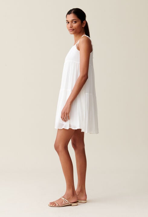 Vestido corto babydoll crudo