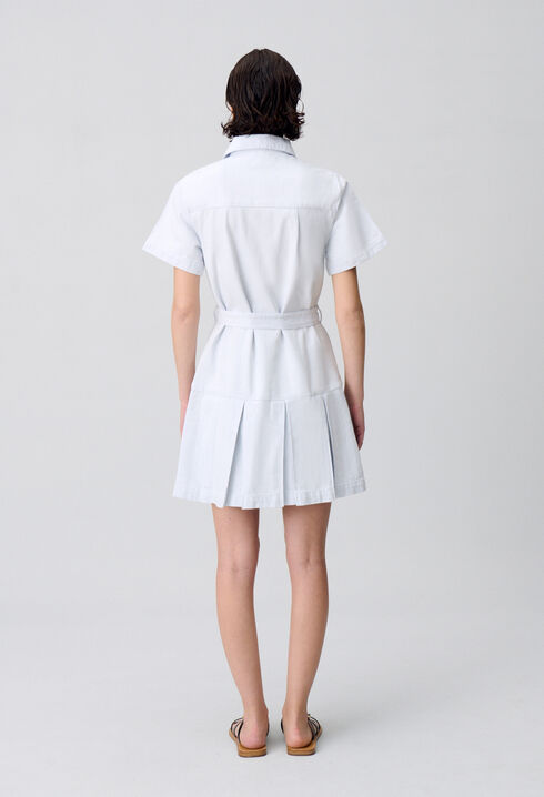 Vestido corto de denim con pliegues